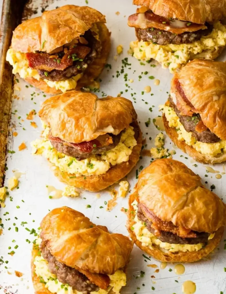 Bacon, Egg & Cheese Breakfast Croissant Sandwiches