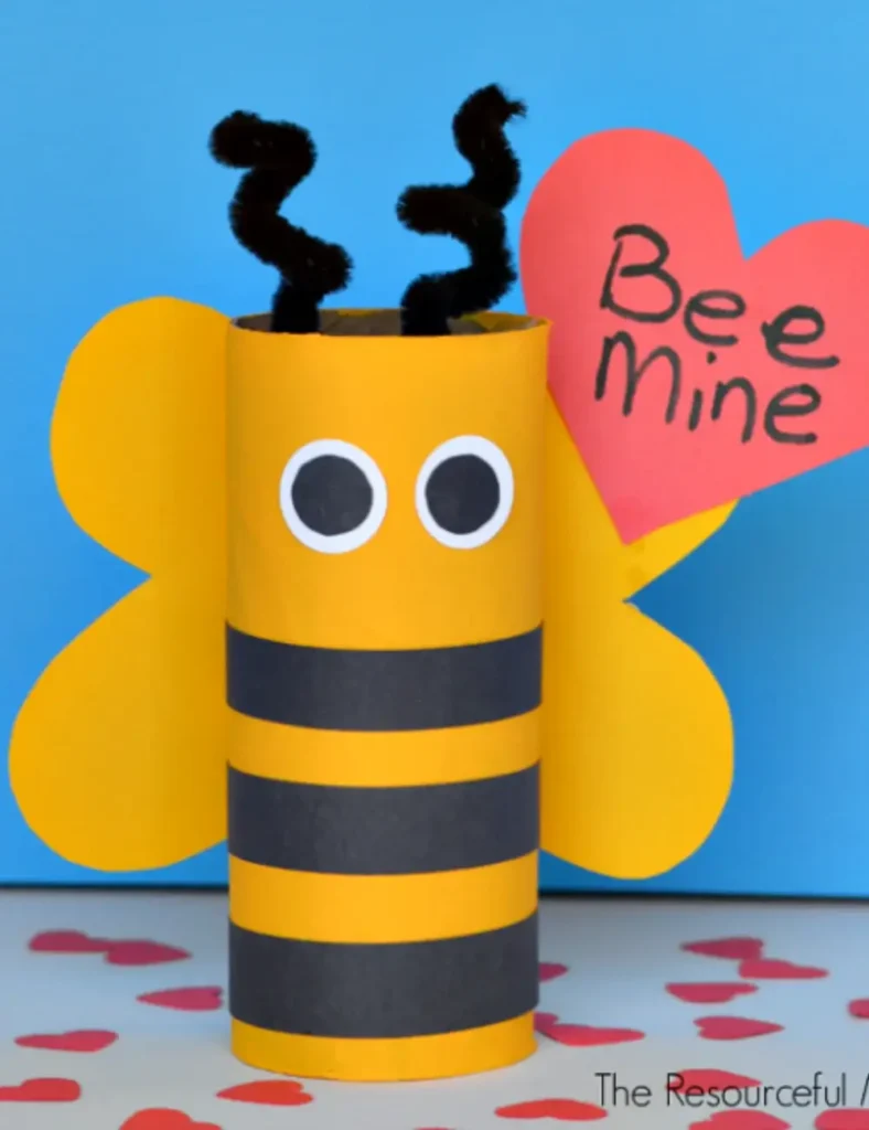 Bee Mine Valentine Day Craft. Valentine's Day Toilet Paper Roll Crafts