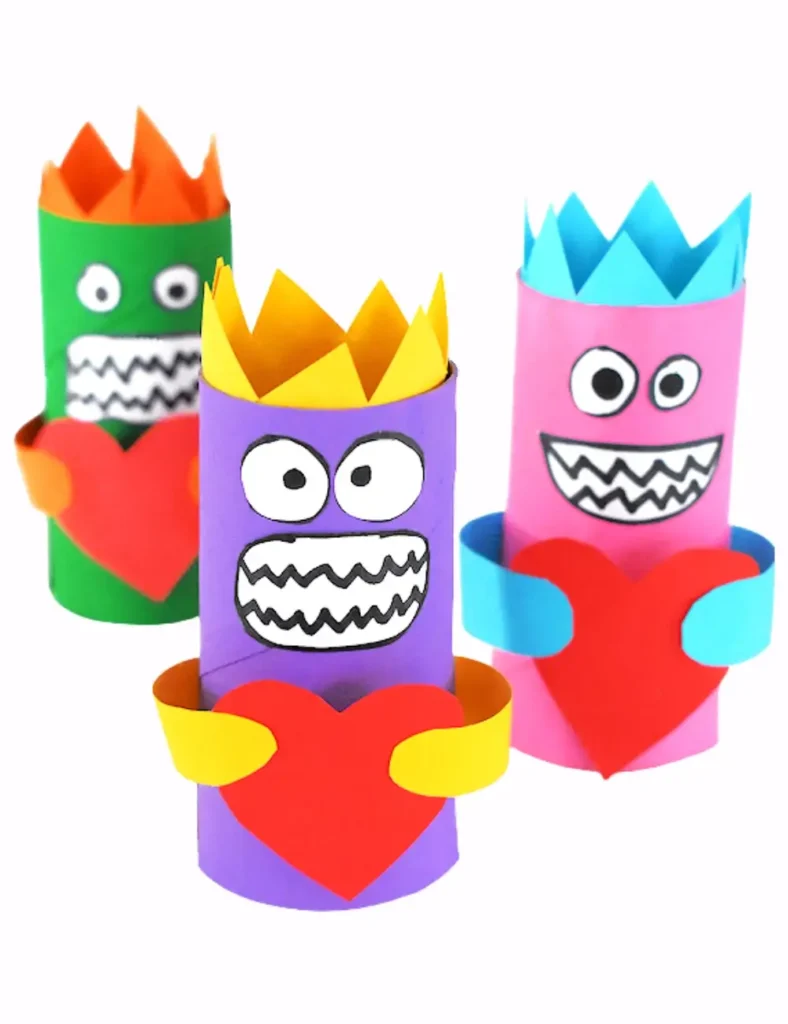 Cardboard Roll Love Monster Craft. Valentine's Day Toilet Paper Roll Crafts