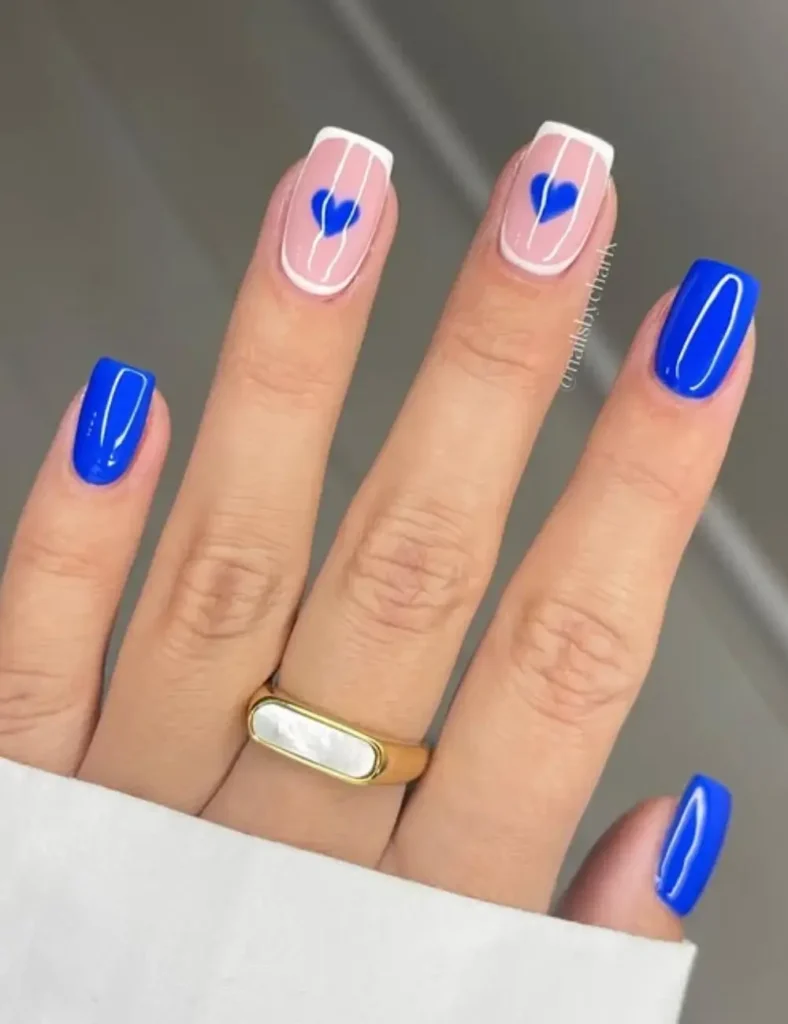 Electric Blue Love Nails