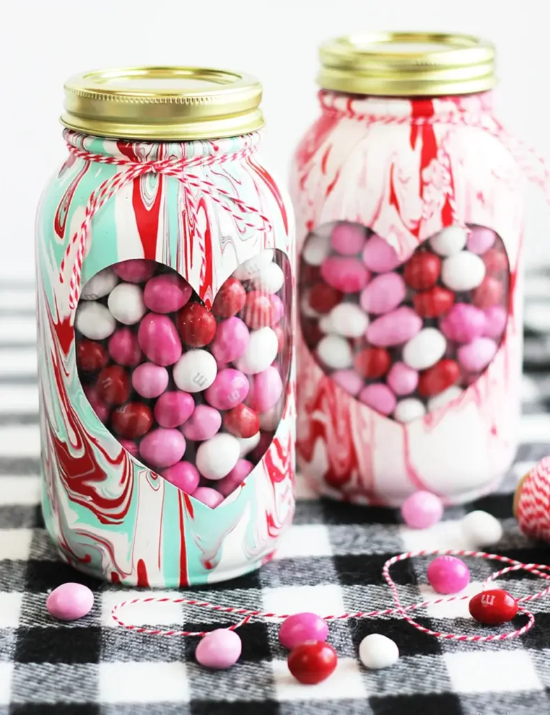 Marbled Valentine Mason Jar