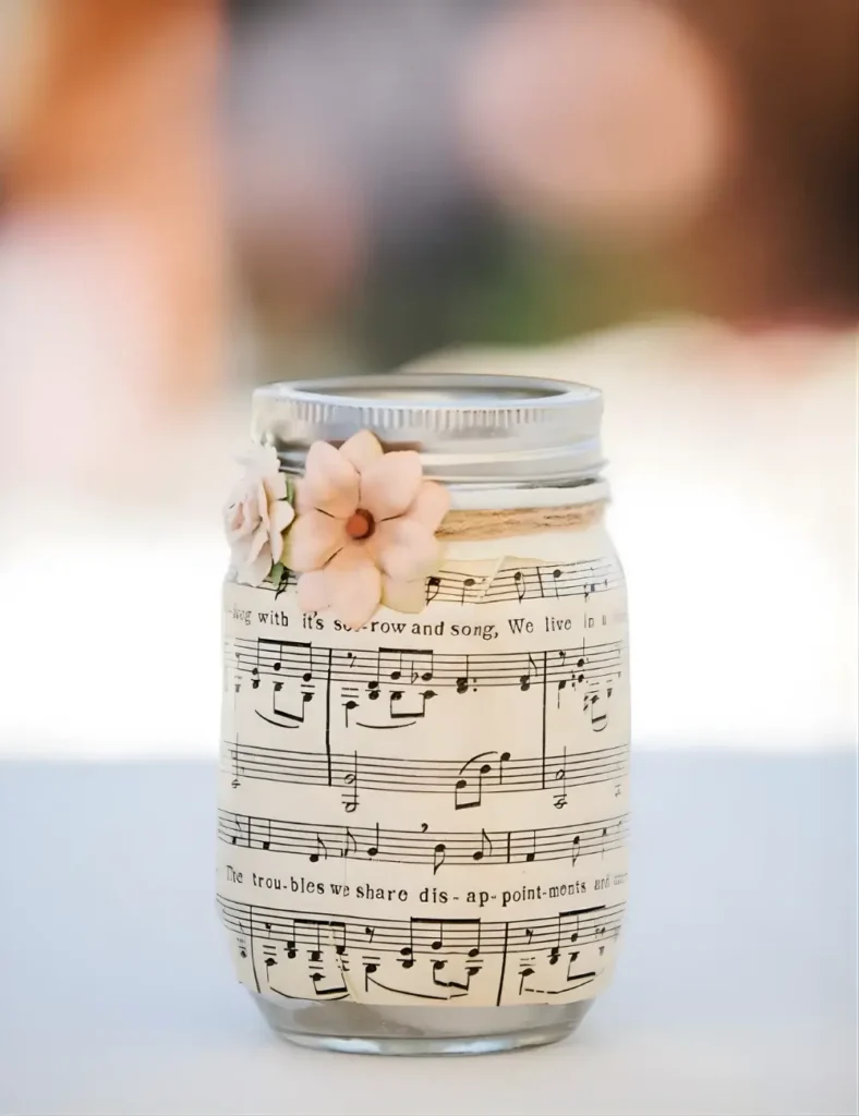 Sheet Music Mason Jar Centerpieces. Valentine's Day Mason Jar Crafts