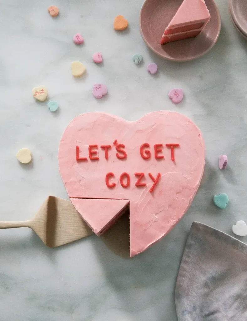 Strawberry Conversation Heart Cake. Heart-Shaped Recipes