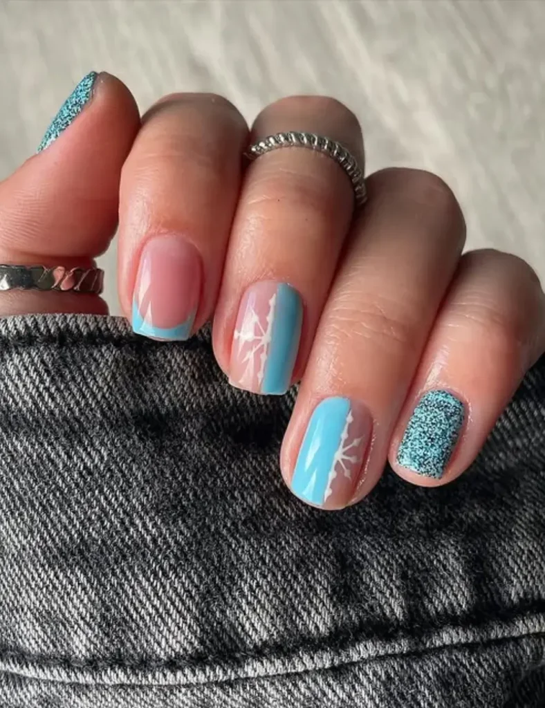 aqua blue winter nails