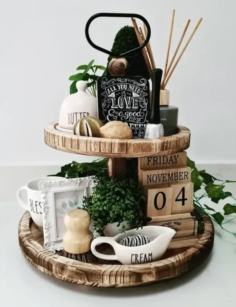 Layered Farmhouse Kitchen Tiered Tray