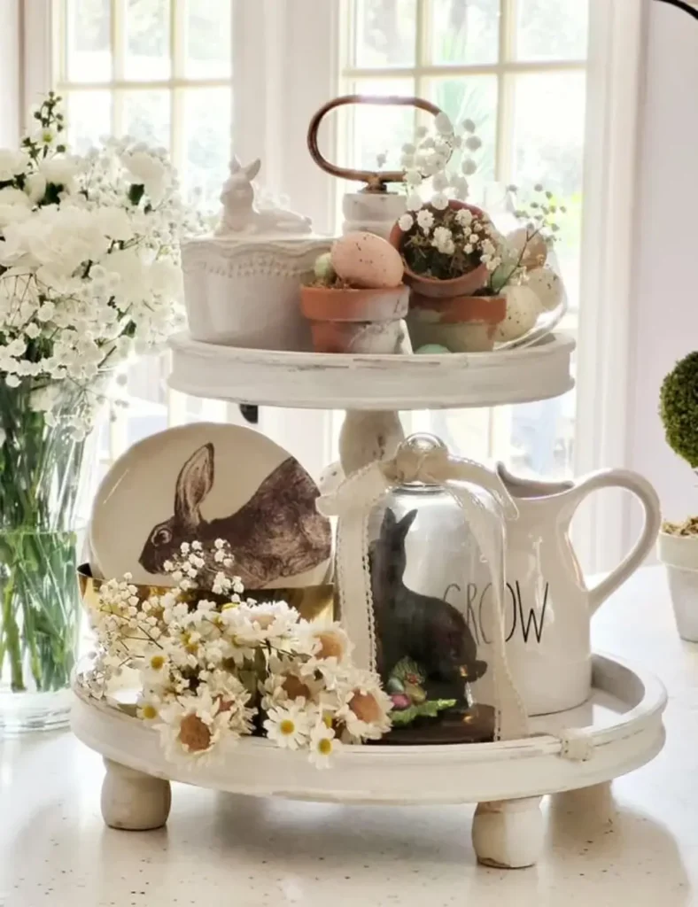 Soft Cottage Farmhouse Tiered Tray