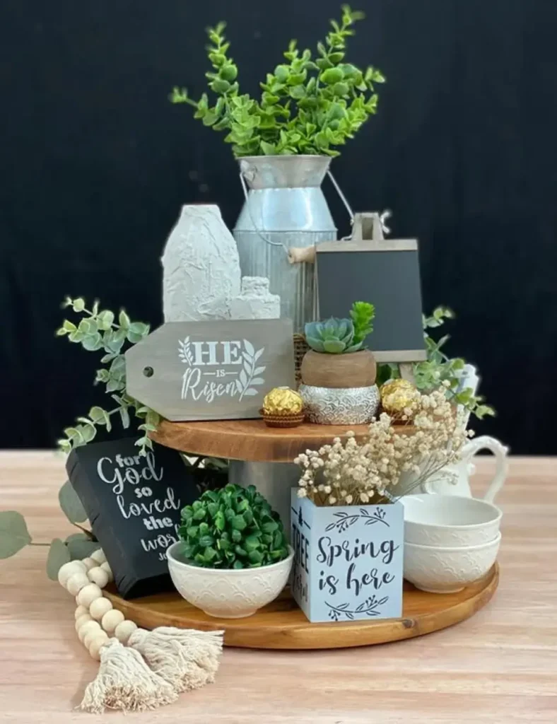 Spring Farmhouse Tiered Tray