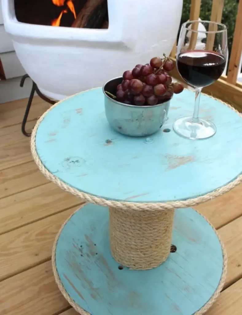 DIY Nautical Spool Side Table